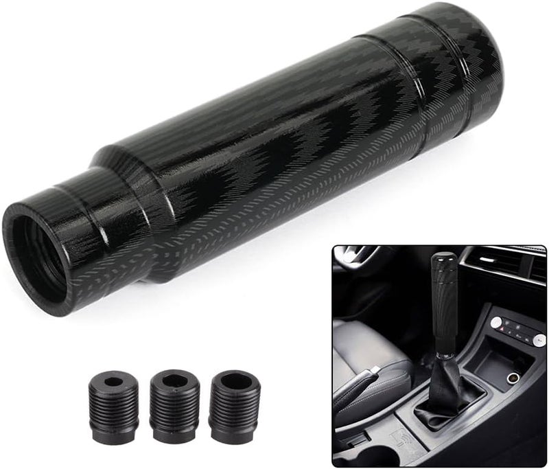 BARTOO Aluminum Alloy Heavy Weighted Shifter Knob, 5" Auto Gear Shift Knob, Car Gear Lever Stick Shifter Handle,with 3 Threaded Adapters M8 M10 M12,Fit Most Automatic Manual Vehicle(Carbon Fiber) - Image 3